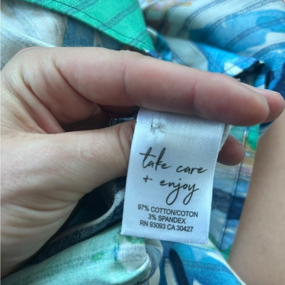 NIC + ZOE Scribble Vines Shirt Dress Size Small Green Blue Preppy NWOT - Picture 11 of 11